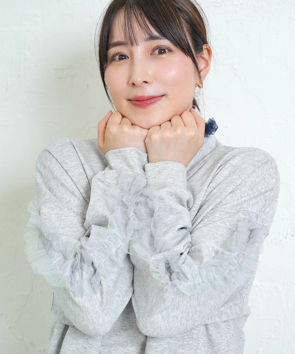 チュールフリル付きフード風プルオーバー-8