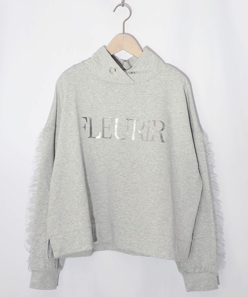 チュールフリル付きフード風プルオーバー-9