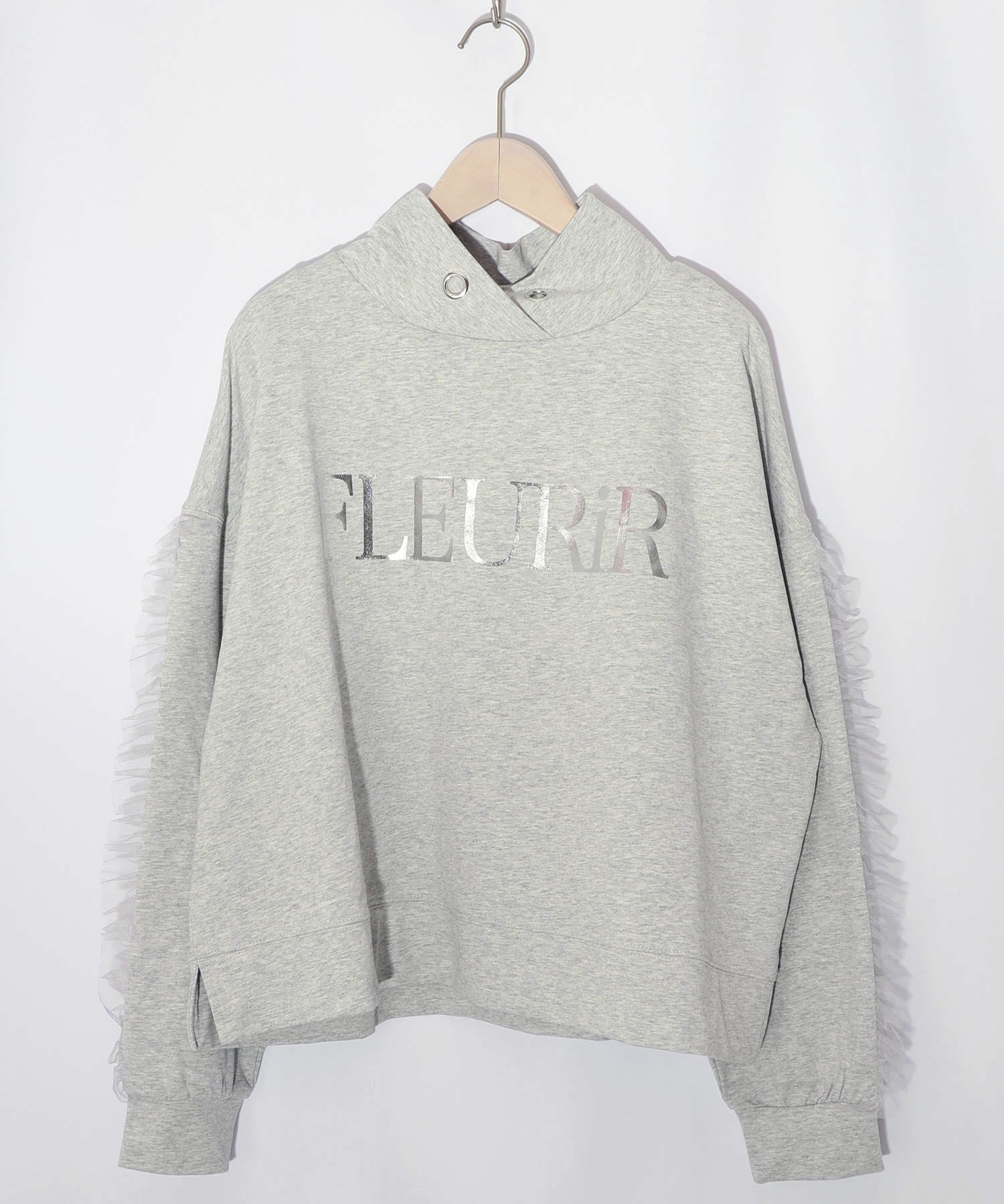 チュールフリル付きフード風プルオーバー-9