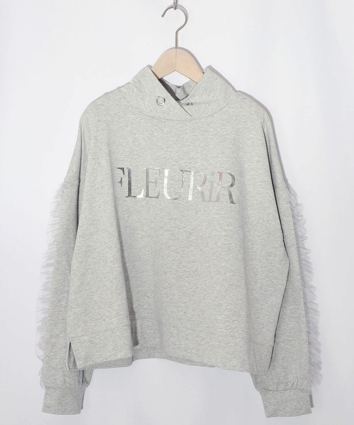 チュールフリル付きフード風プルオーバー-9