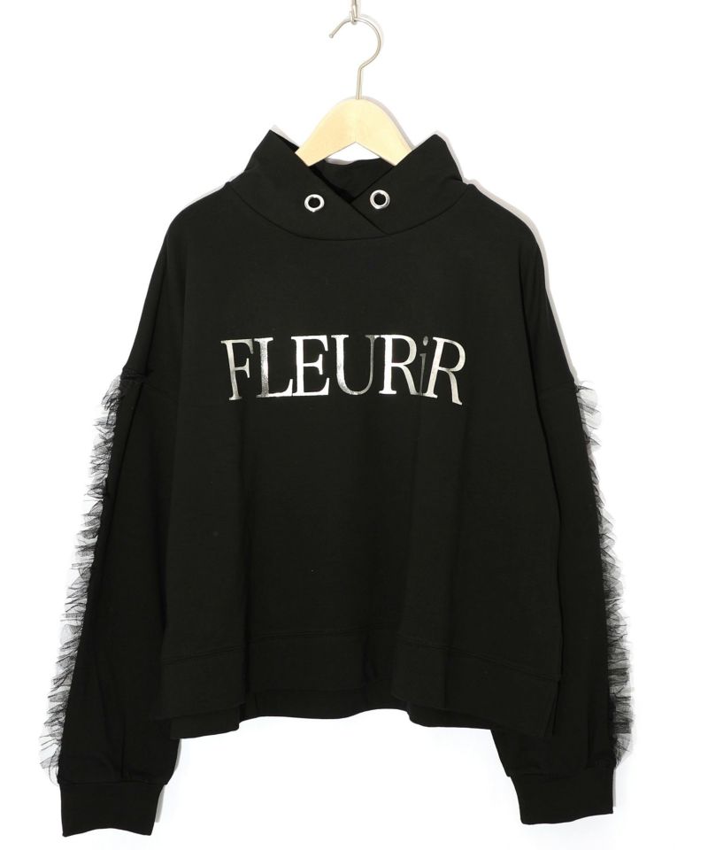 チュールフリル付きフード風プルオーバー-11