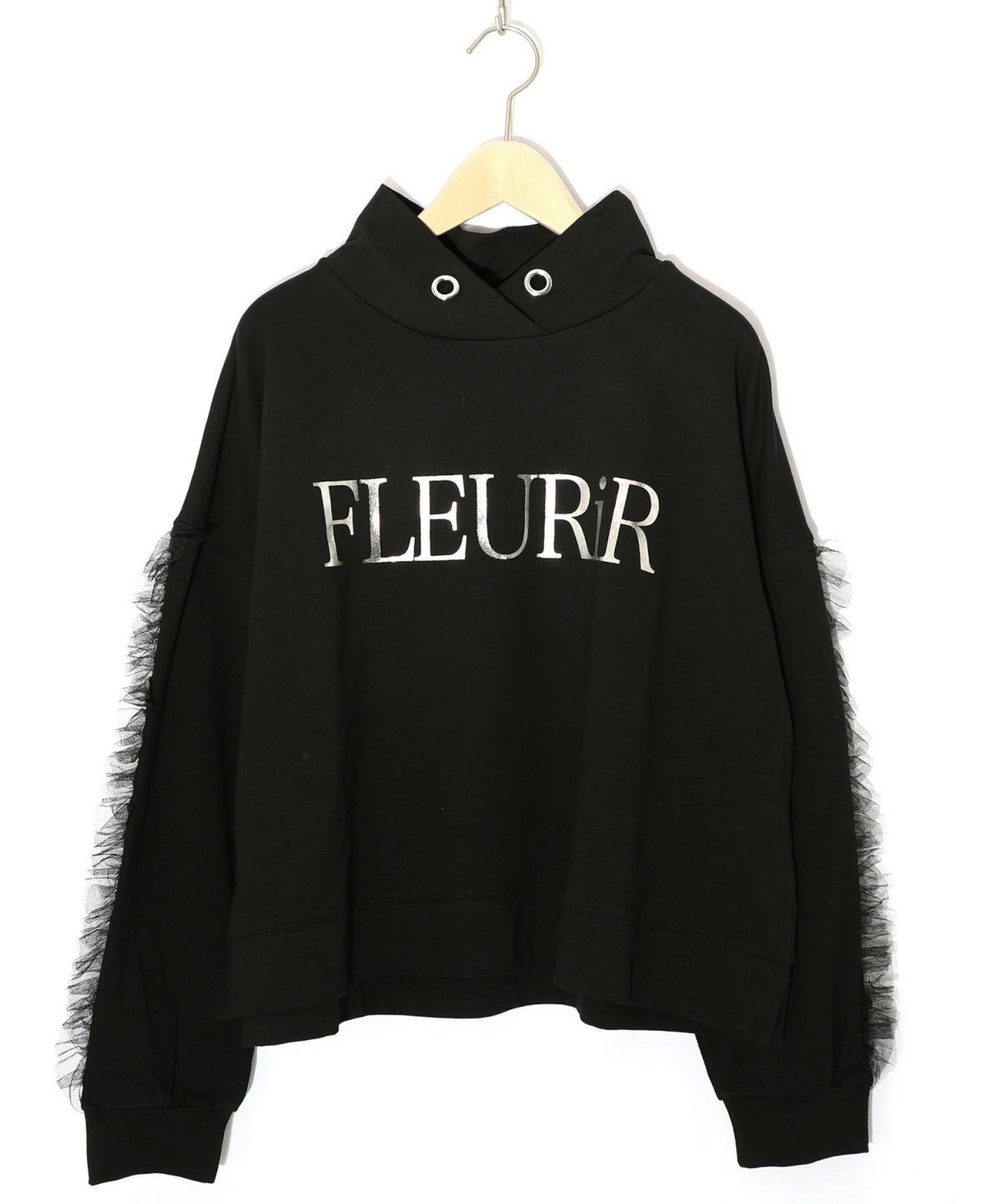 チュールフリル付きフード風プルオーバー-11