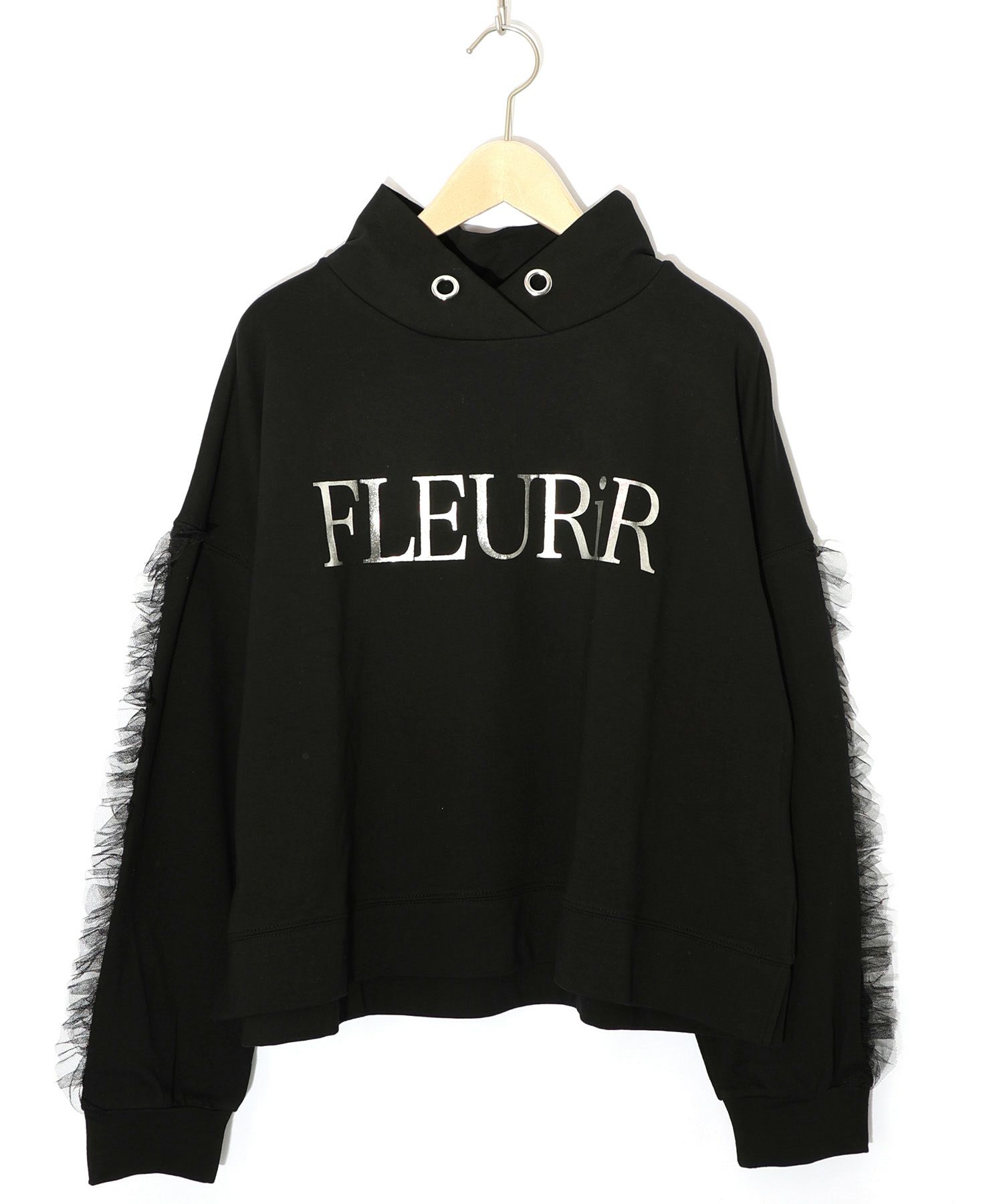 チュールフリル付きフード風プルオーバー-11