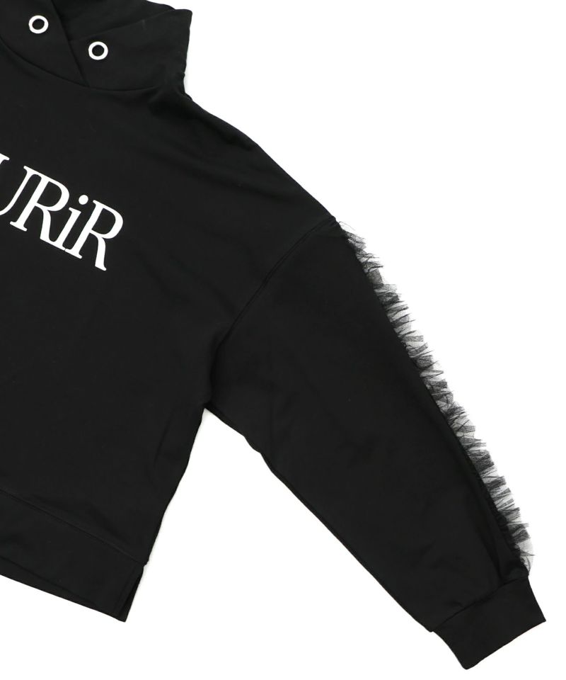 チュールフリル付きフード風プルオーバー-15