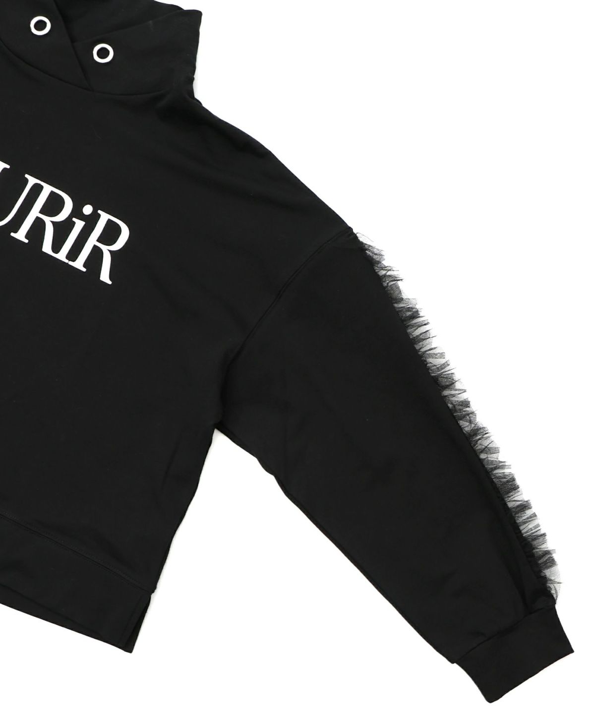 チュールフリル付きフード風プルオーバー-15