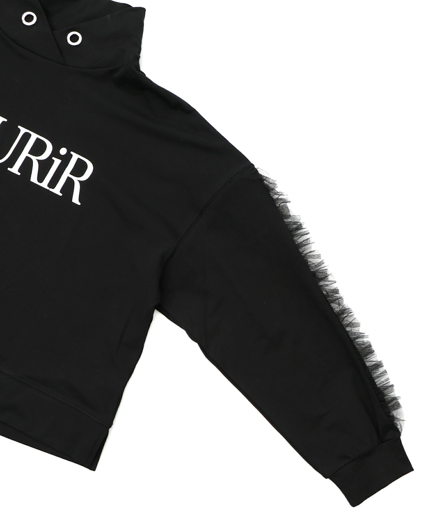 チュールフリル付きフード風プルオーバー-15