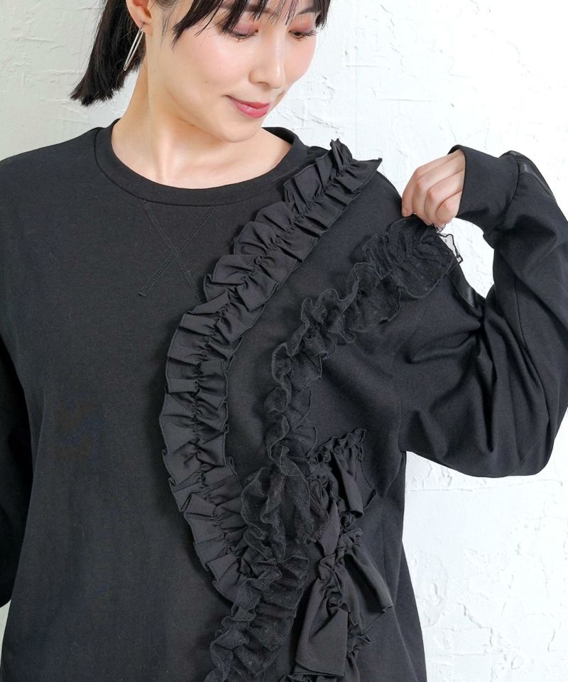 フリルとサテンテープ付きプルオーバー-7