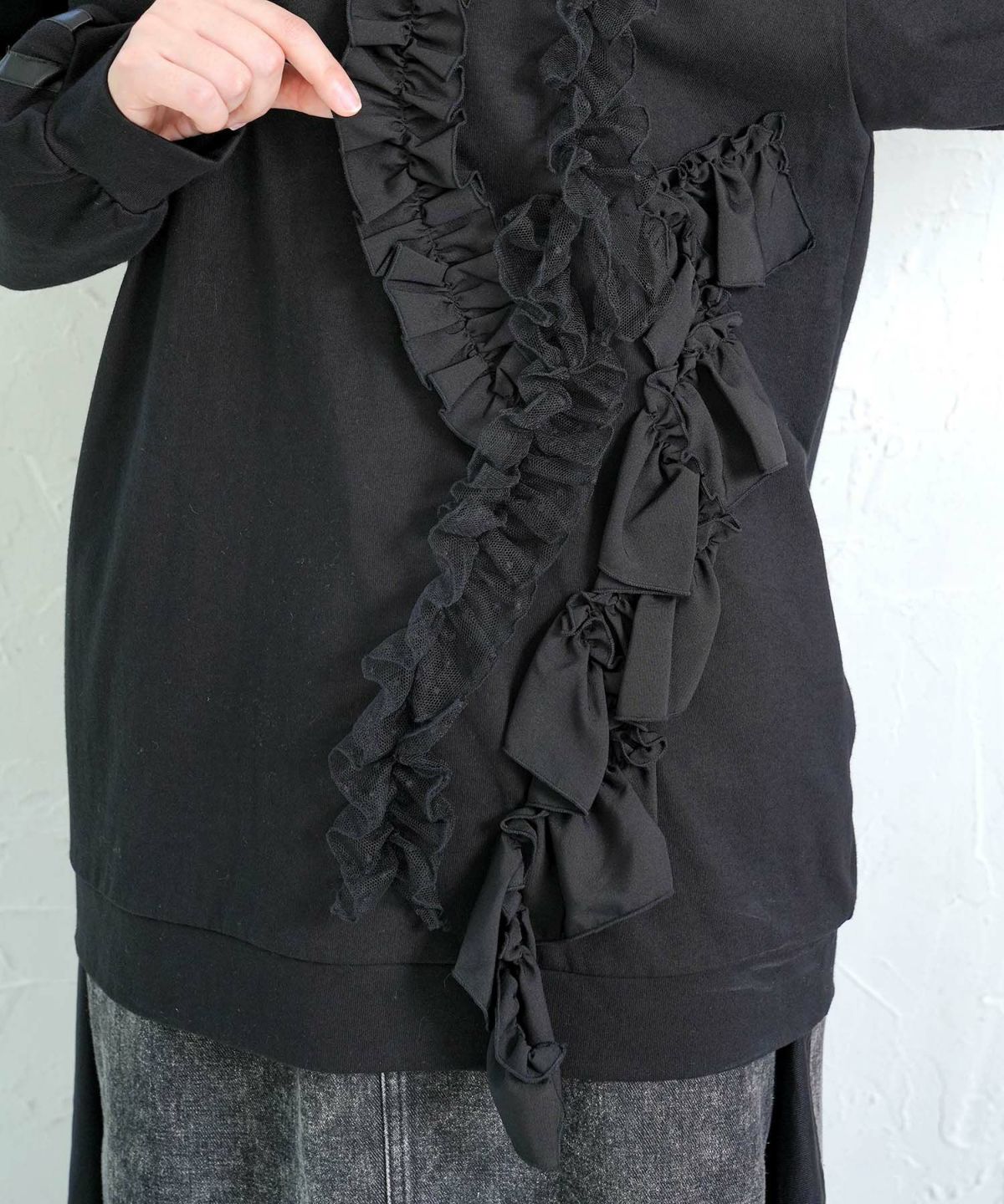 フリルとサテンテープ付きプルオーバー-8