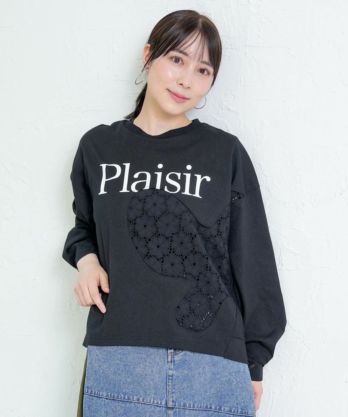 蝶々の綿レース付きプルオーバー-1