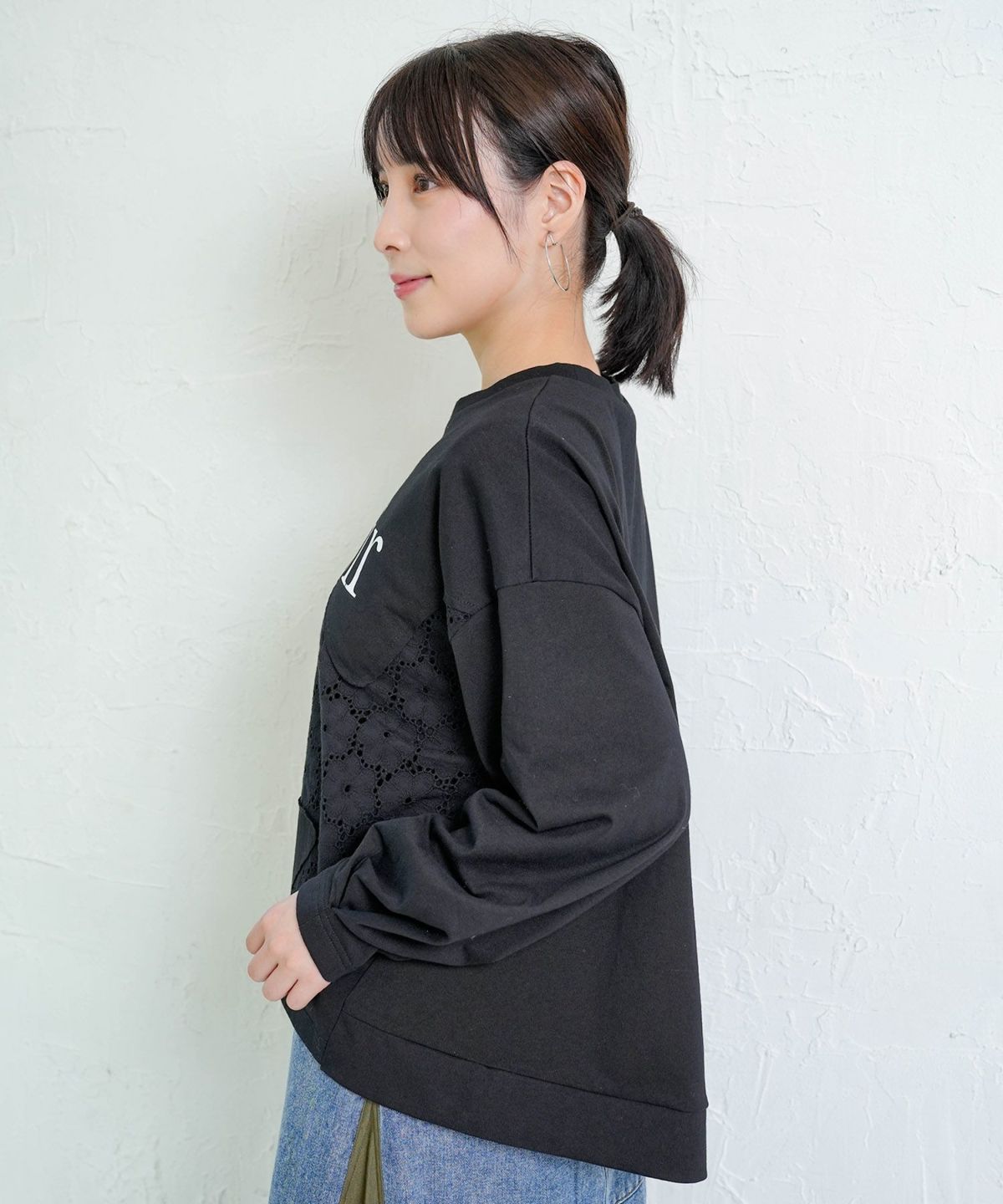 蝶々の綿レース付きプルオーバー-4