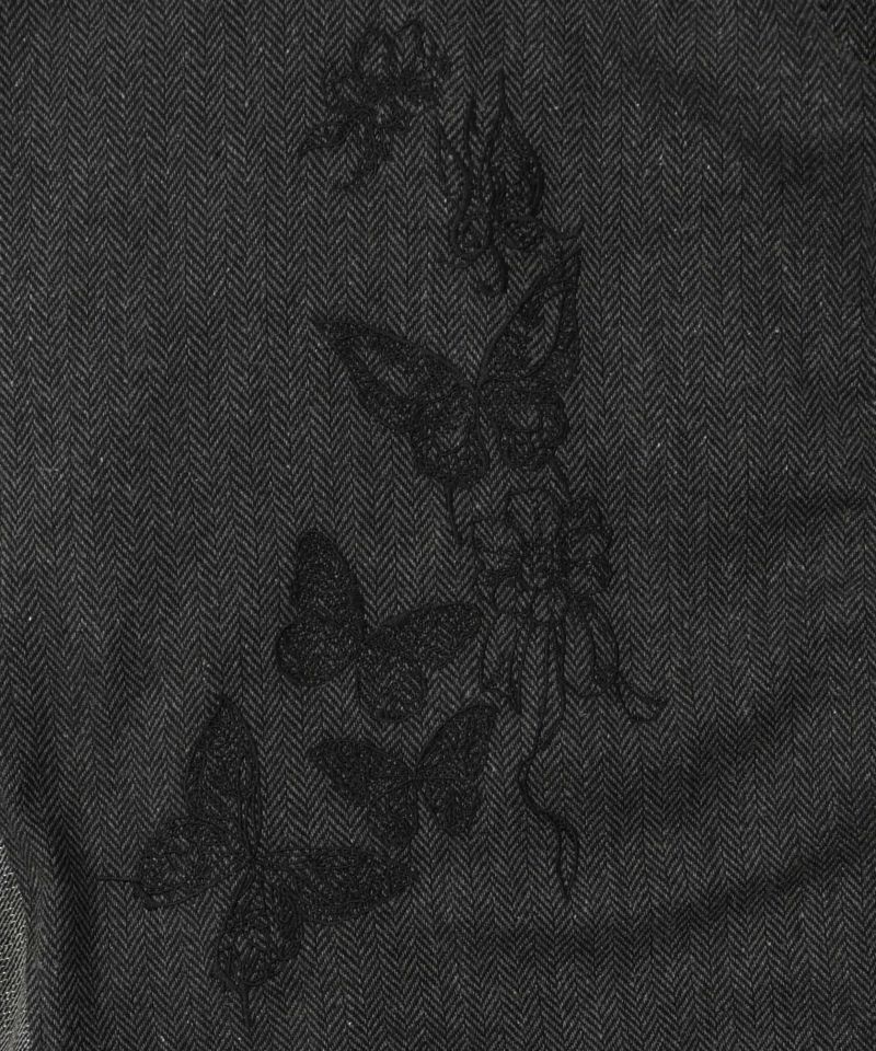 レースと蝶々の異素材切替ジャケット-11