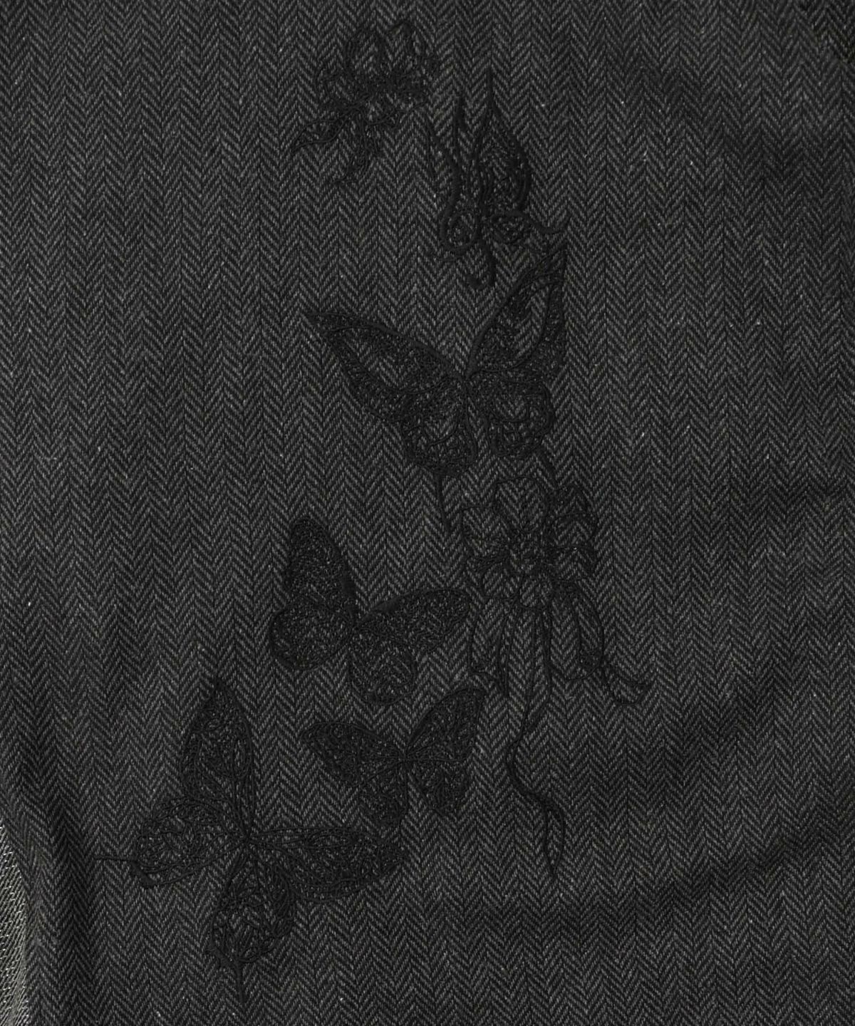 レースと蝶々の異素材切替ジャケット-11