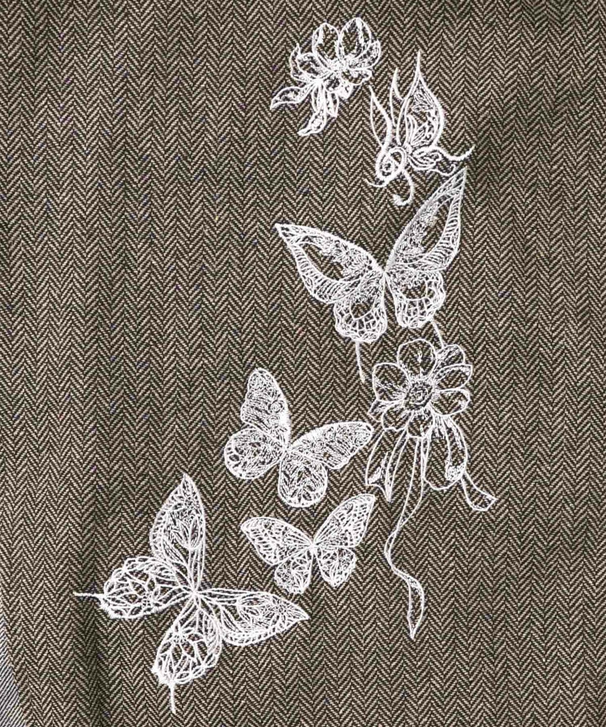 レースと蝶々の異素材切替ジャケット-14