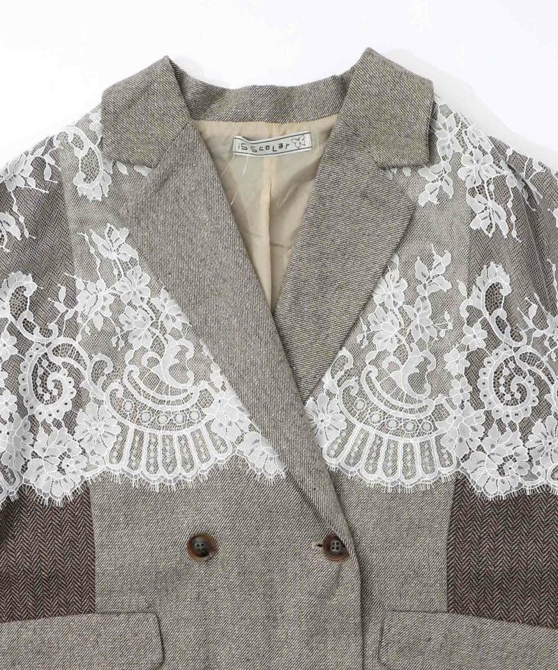iS ScoLar 553229：レースと蝶々の異素材切替ジャケット レースと蝶々の異素材切替ジャケット[品番：SRSW0000259]｜ScoLar