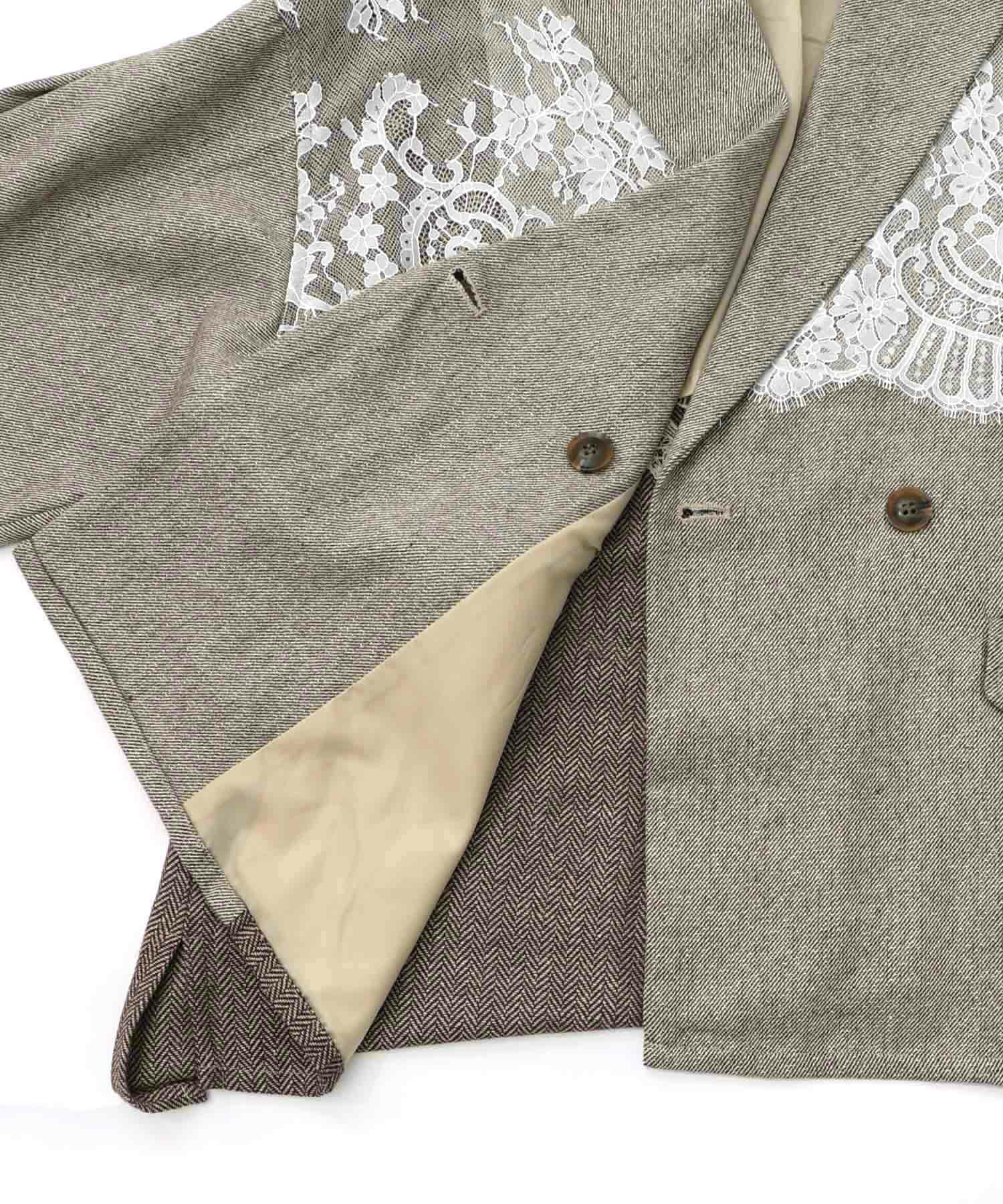 レースと蝶々の異素材切替ジャケット-19