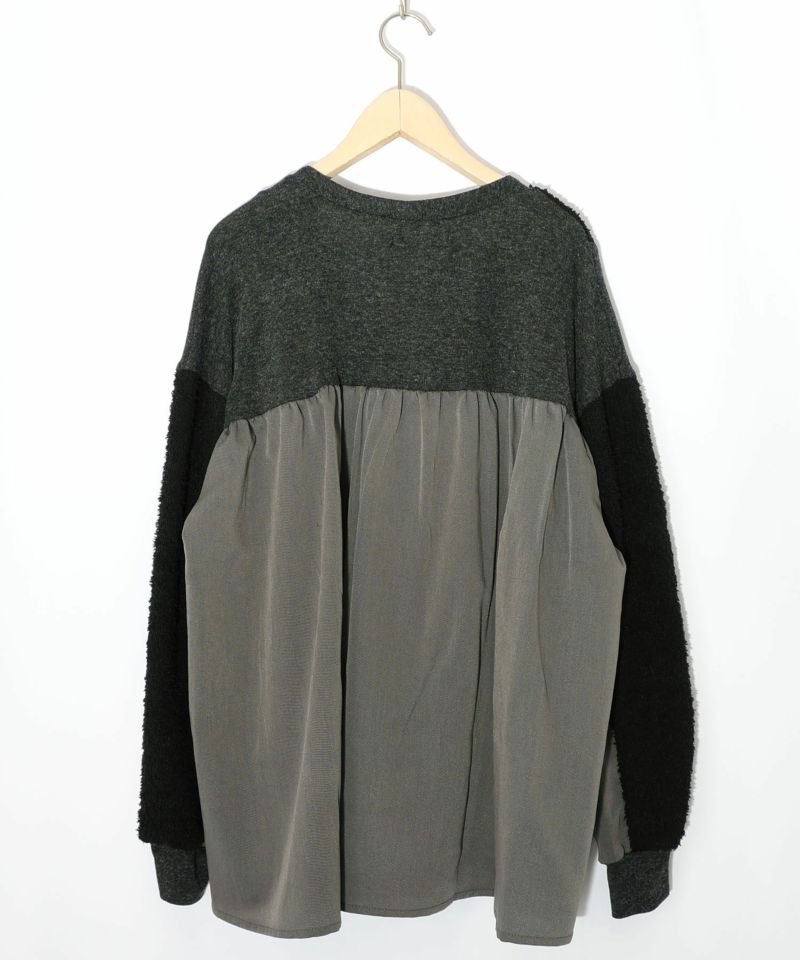 蝶々の異素材切替カーディガン-10