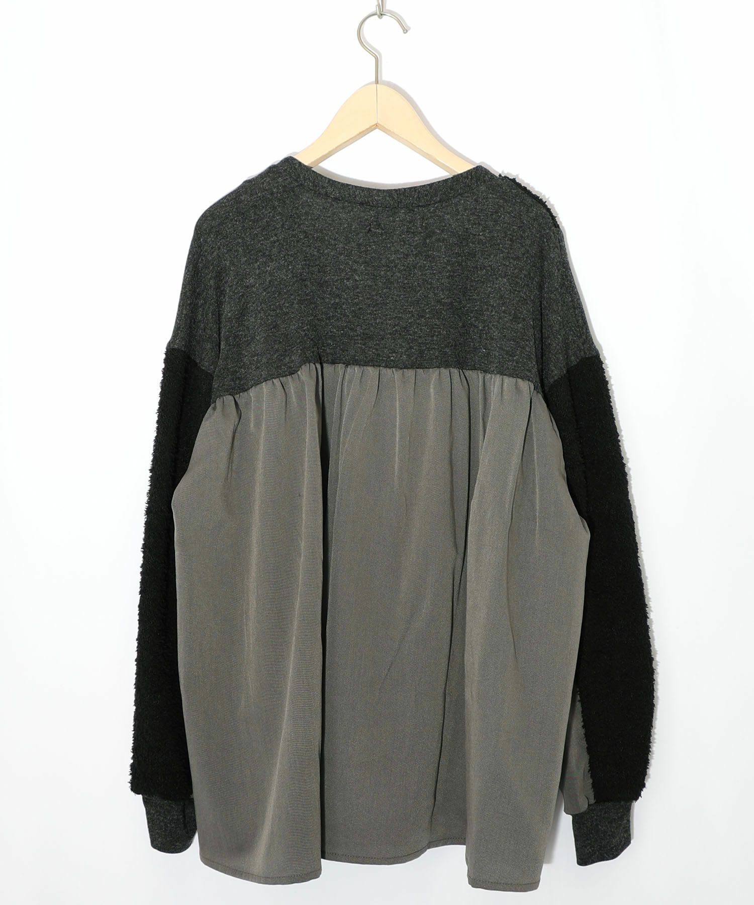 蝶々の異素材切替カーディガン-10