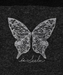 蝶々の異素材切替カーディガン-11