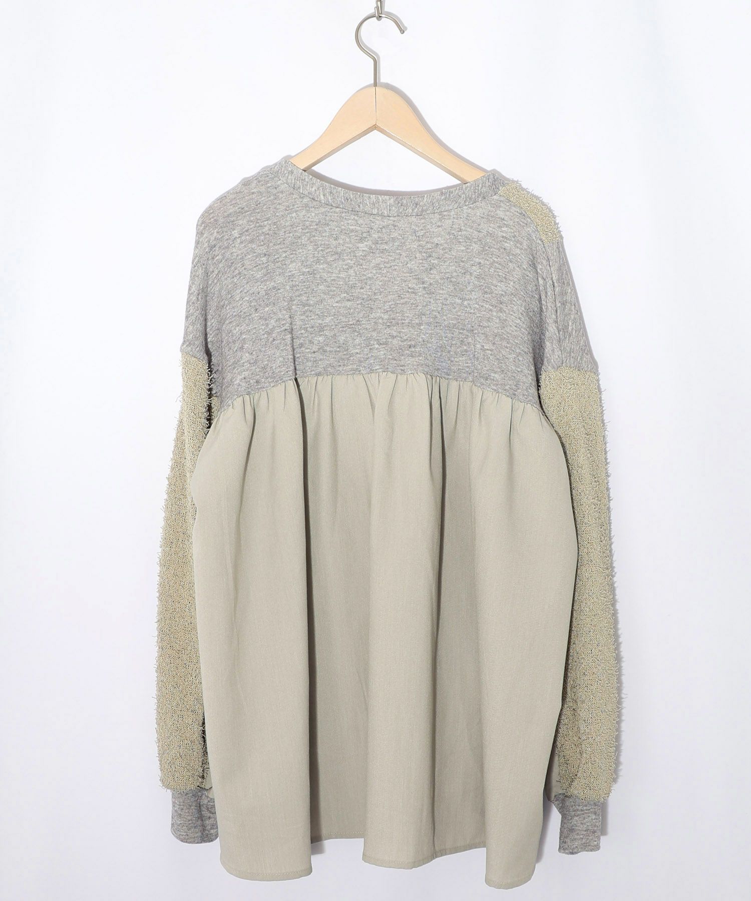 蝶々の異素材切替カーディガン-13