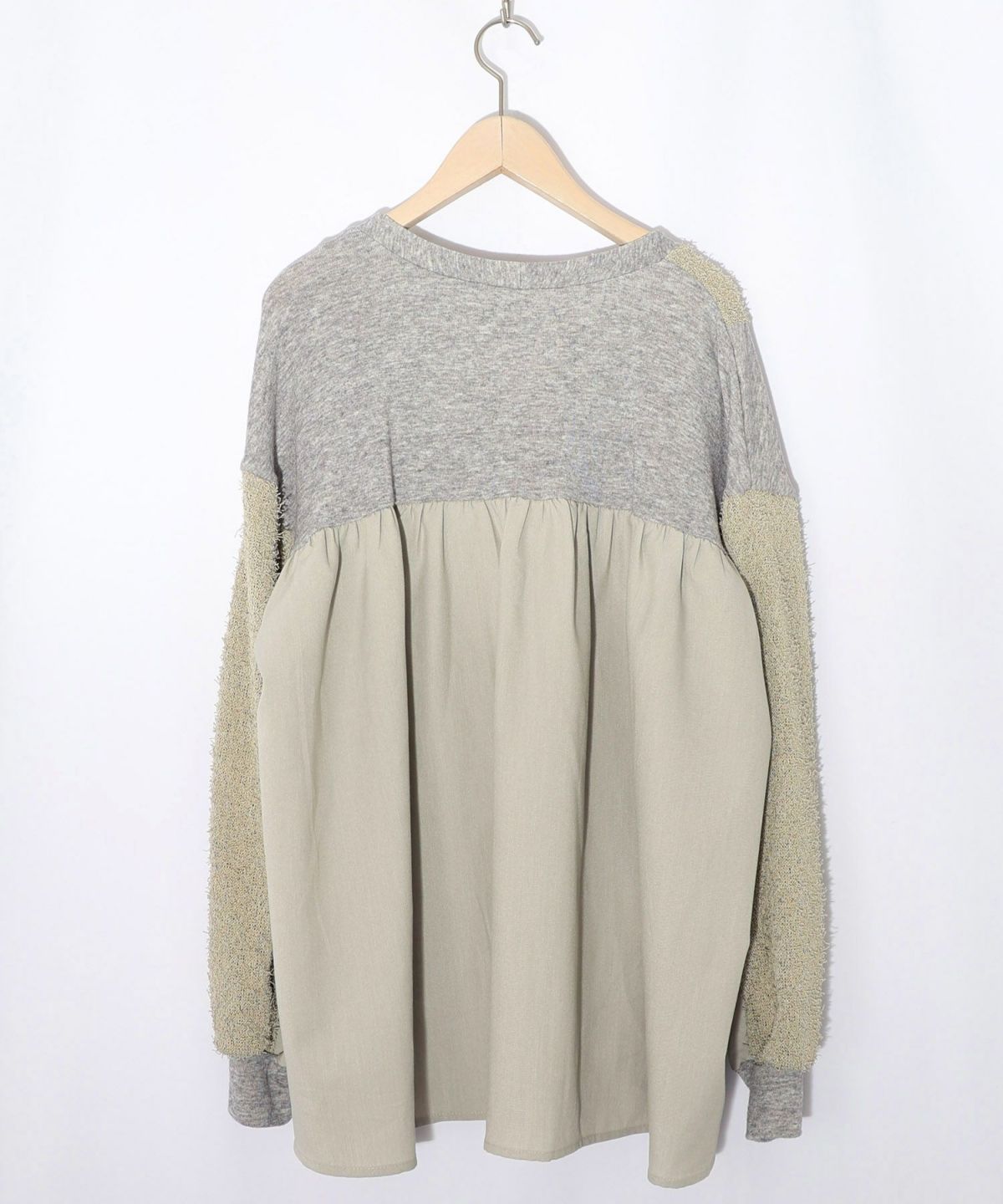 蝶々の異素材切替カーディガン-13