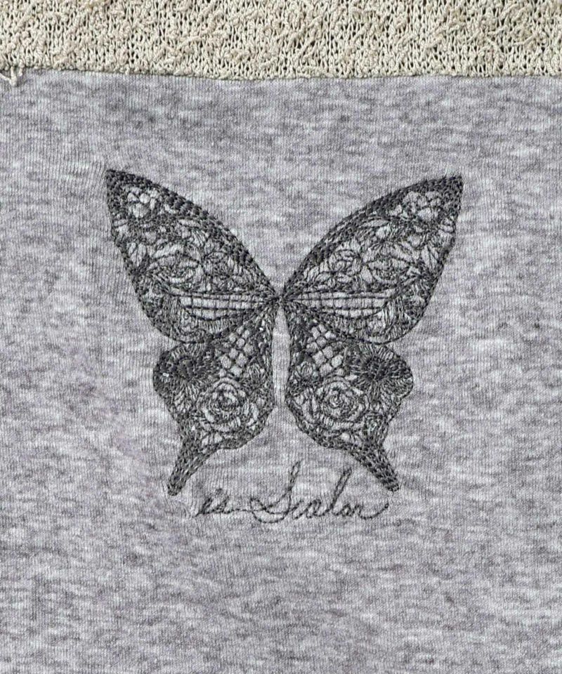 蝶々の異素材切替カーディガン-14