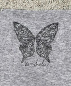 蝶々の異素材切替カーディガン-14