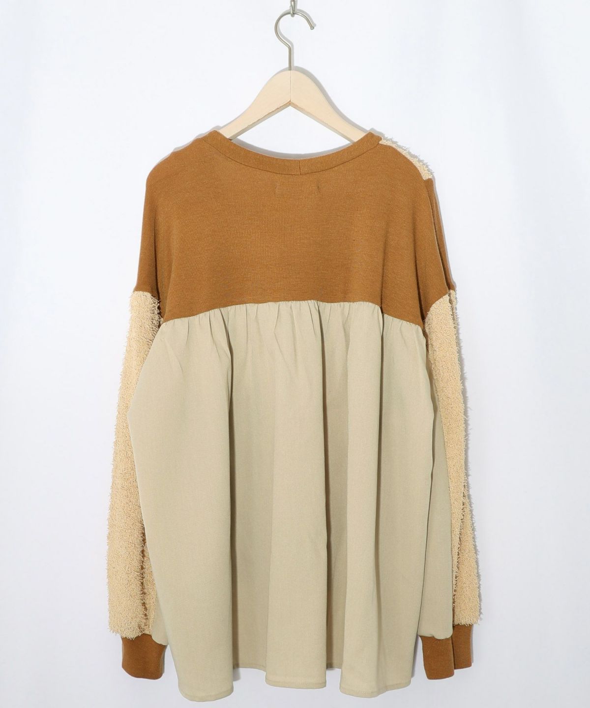 蝶々の異素材切替カーディガン-16