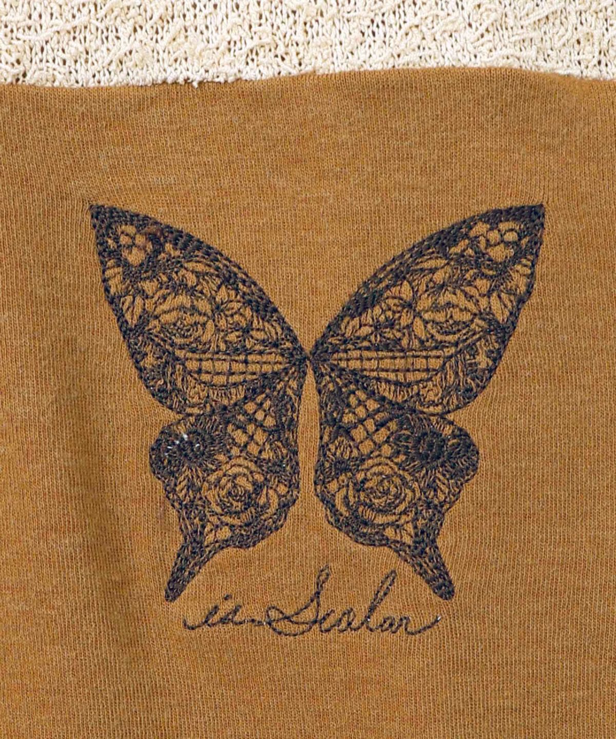 蝶々の異素材切替カーディガン-17