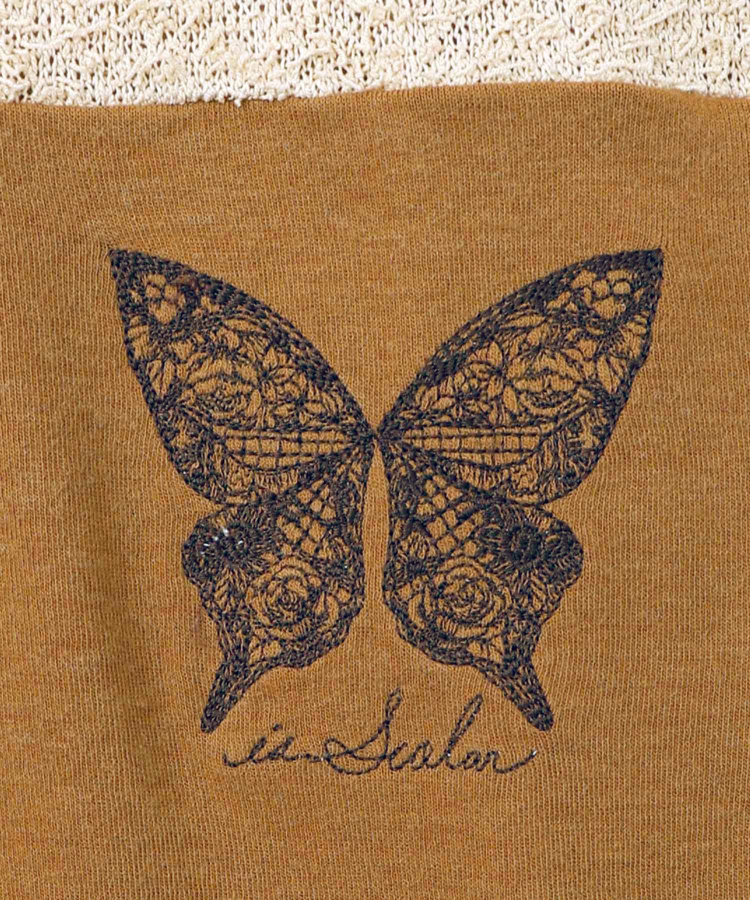 蝶々の異素材切替カーディガン-17