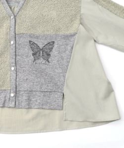 553227：蝶々の異素材切替カーディガンの通販-ScoLar