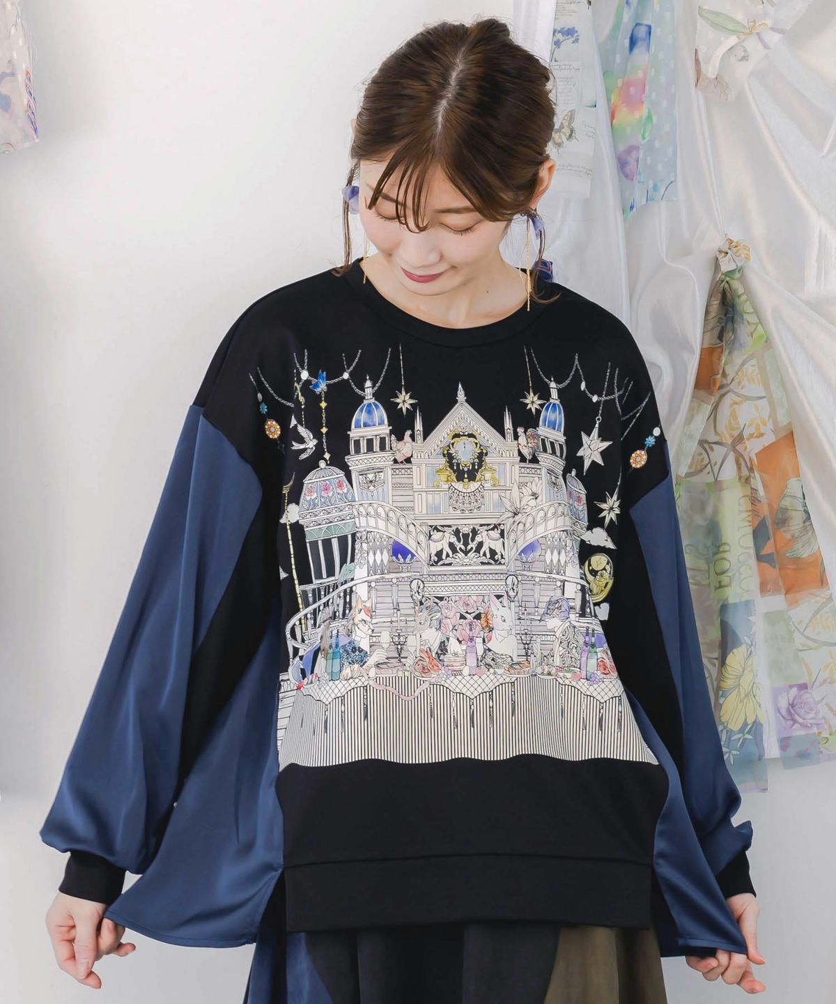 クラシカル動物配色プルオーバー-3