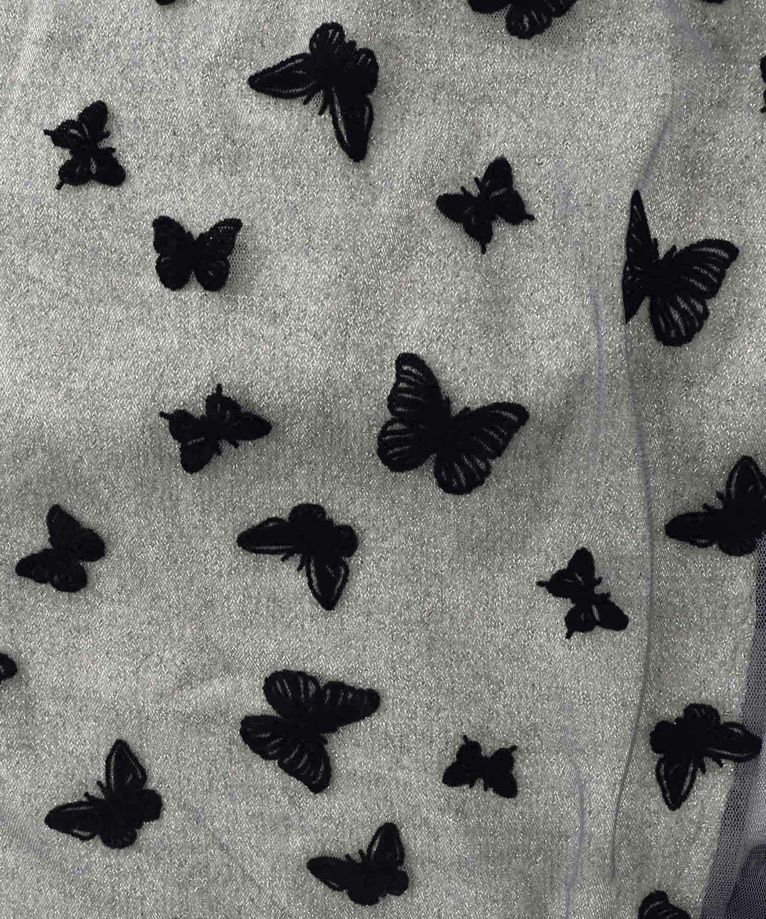 蝶々チュール×ラメ入りニットカーディガン-9