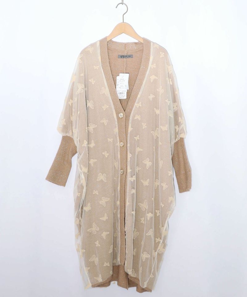 蝶々チュール×ラメ入りニットカーディガン-12