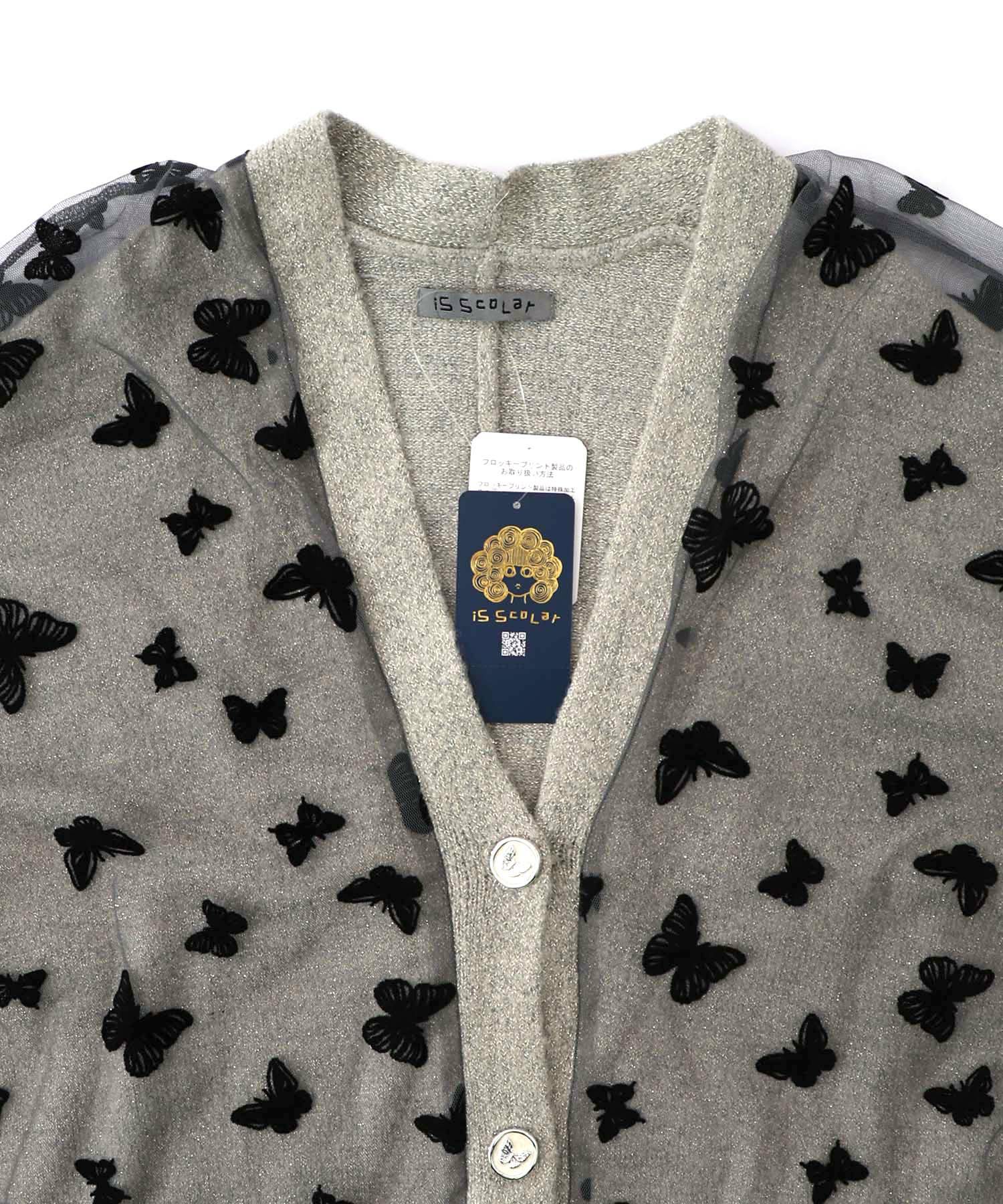 蝶々チュール×ラメ入りニットカーディガン-14