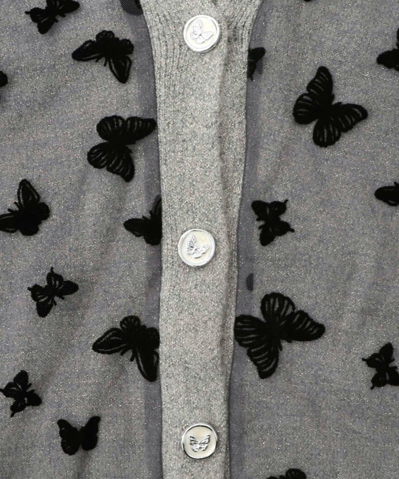 蝶々チュール×ラメ入りニットカーディガン-15