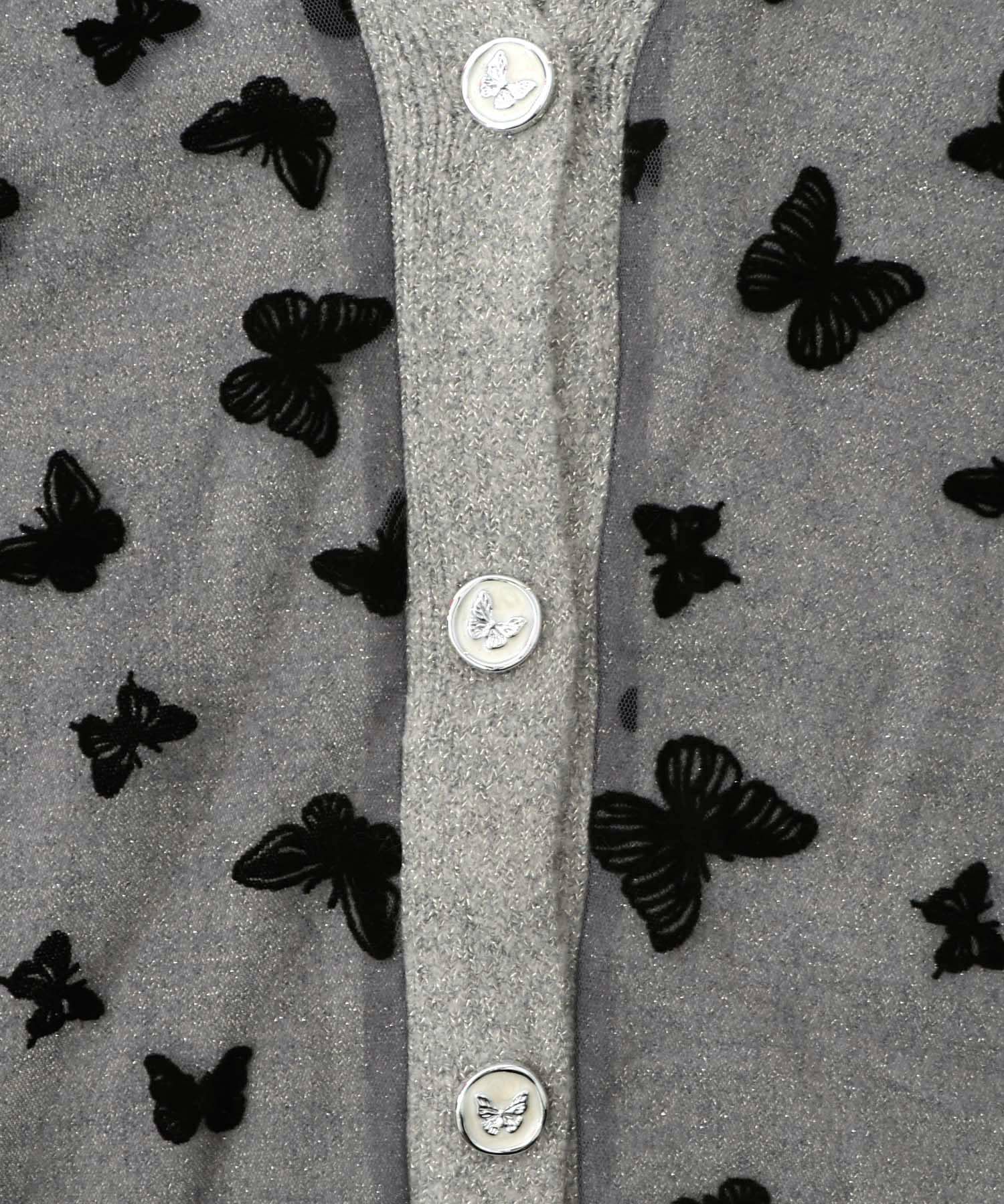 蝶々チュール×ラメ入りニットカーディガン-15