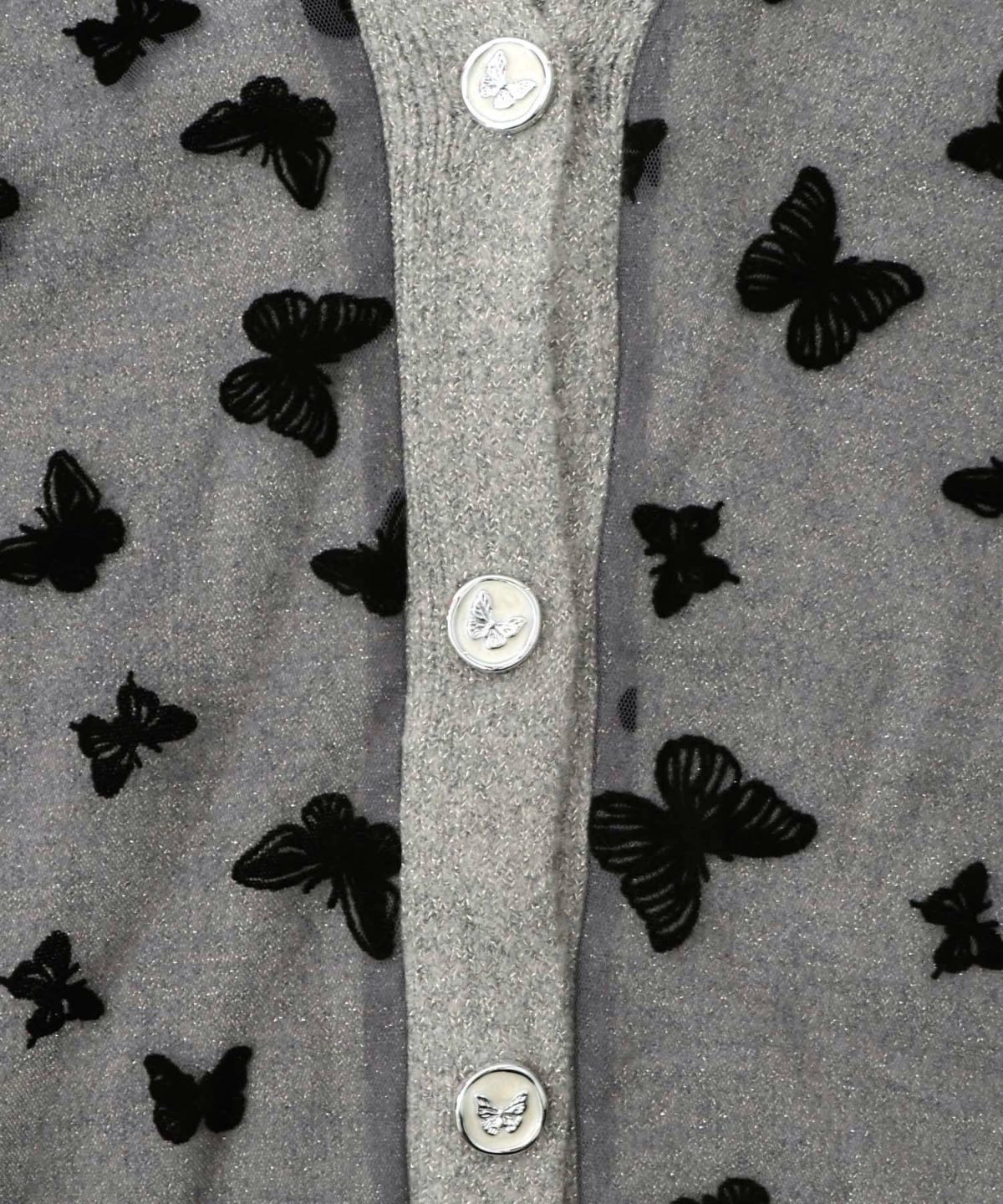 蝶々チュール×ラメ入りニットカーディガン-15