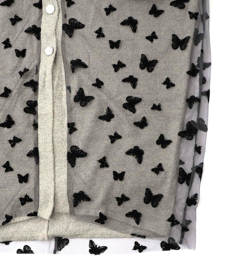 蝶々チュール×ラメ入りニットカーディガン-17