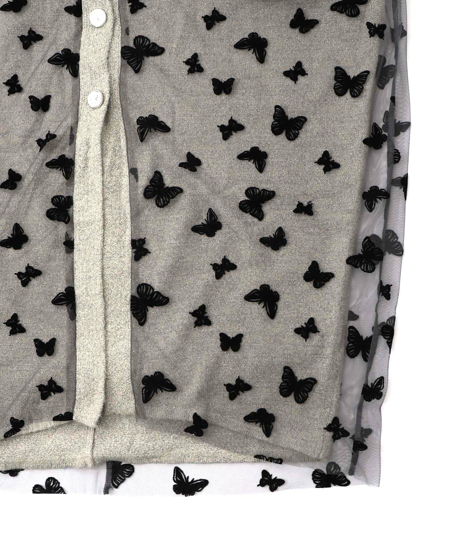 蝶々チュール×ラメ入りニットカーディガン-17