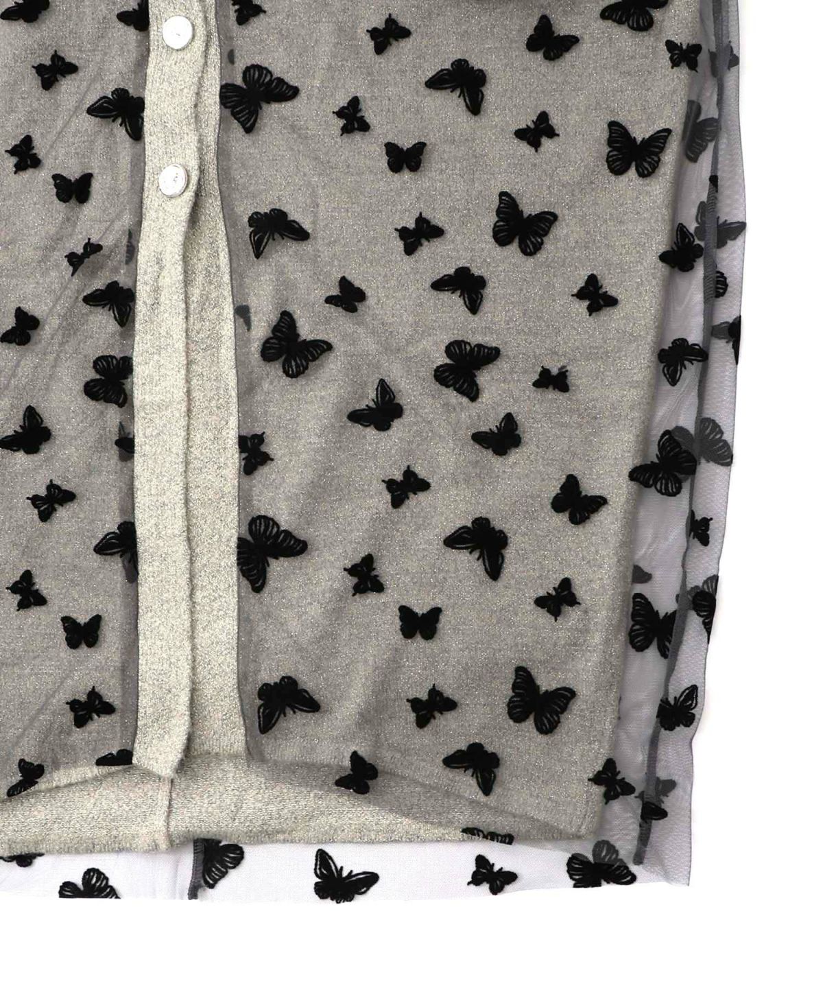 蝶々チュール×ラメ入りニットカーディガン-17