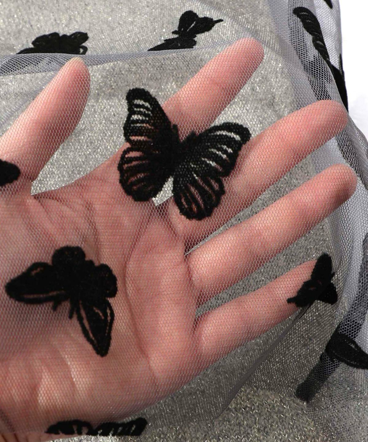 蝶々チュール×ラメ入りニットカーディガン-18