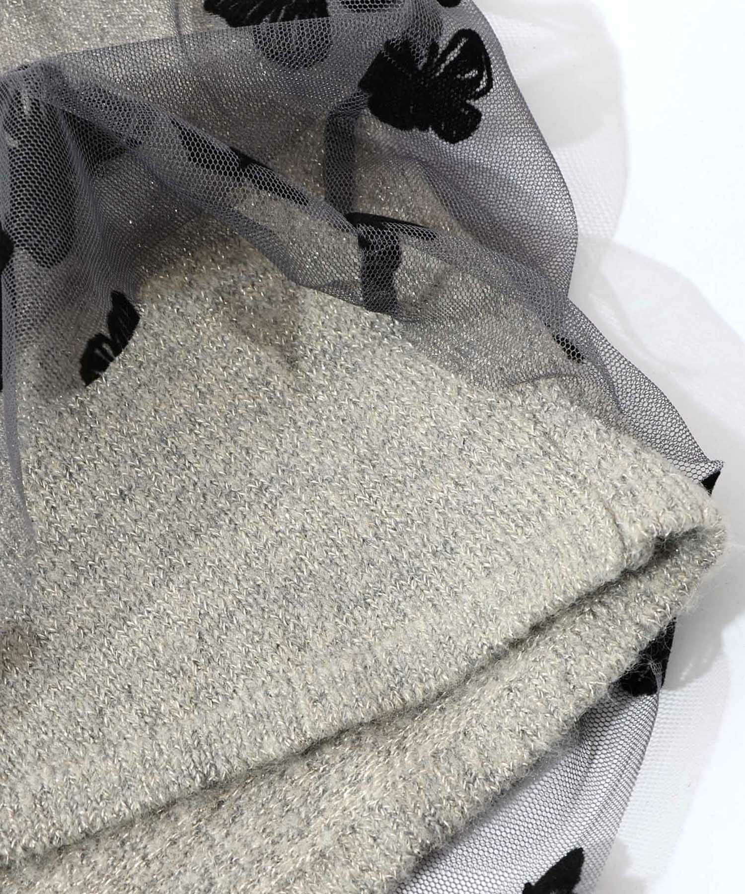 蝶々チュール×ラメ入りニットカーディガン-19