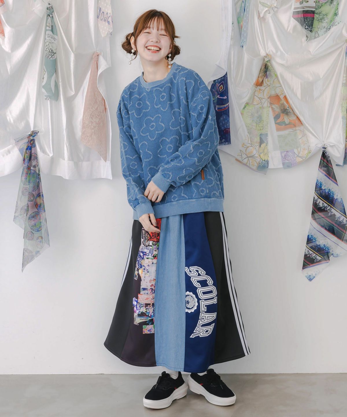 花柄ジャガード織デニムプルオーバー-2