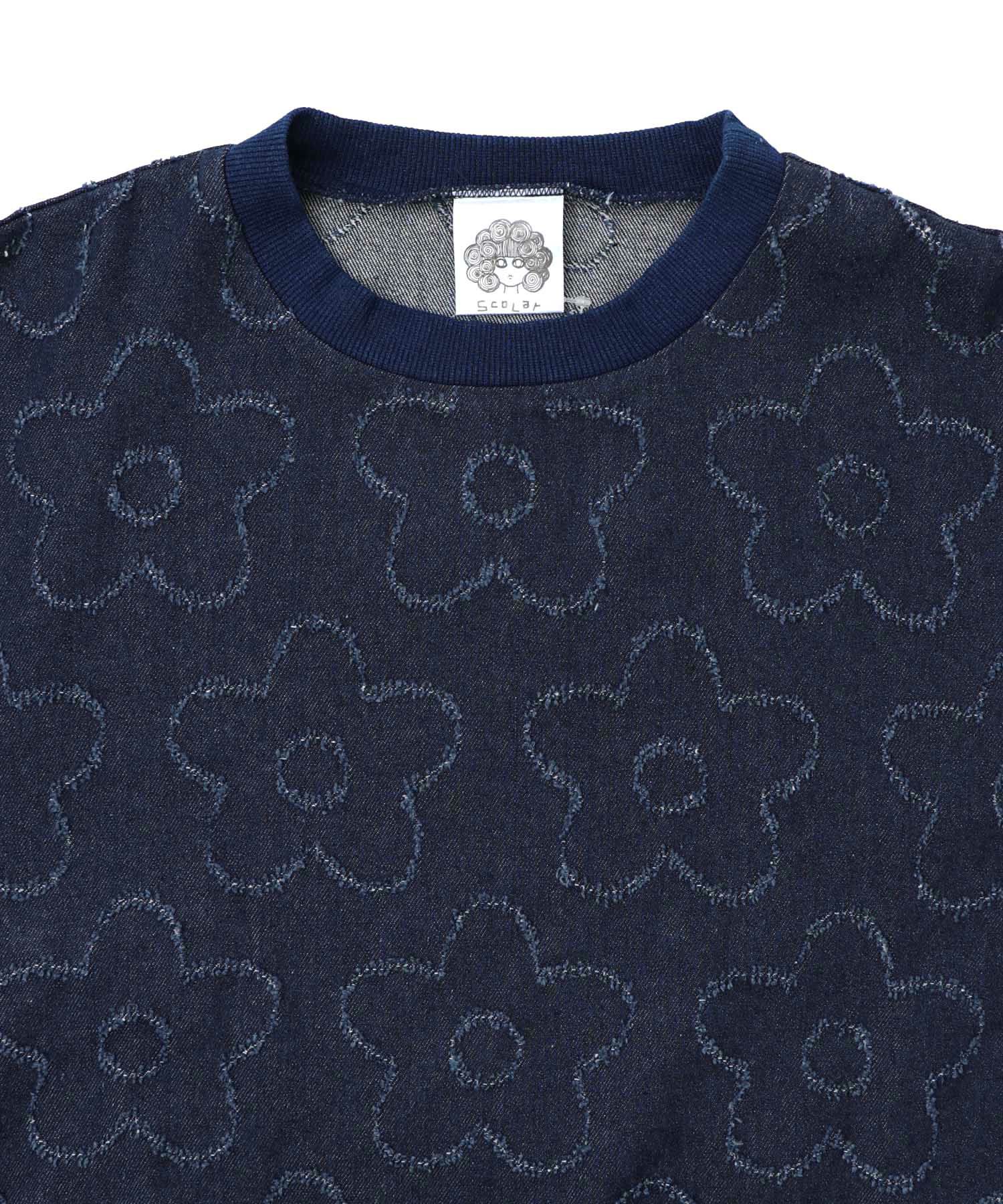 花柄ジャガード織デニムプルオーバー-11