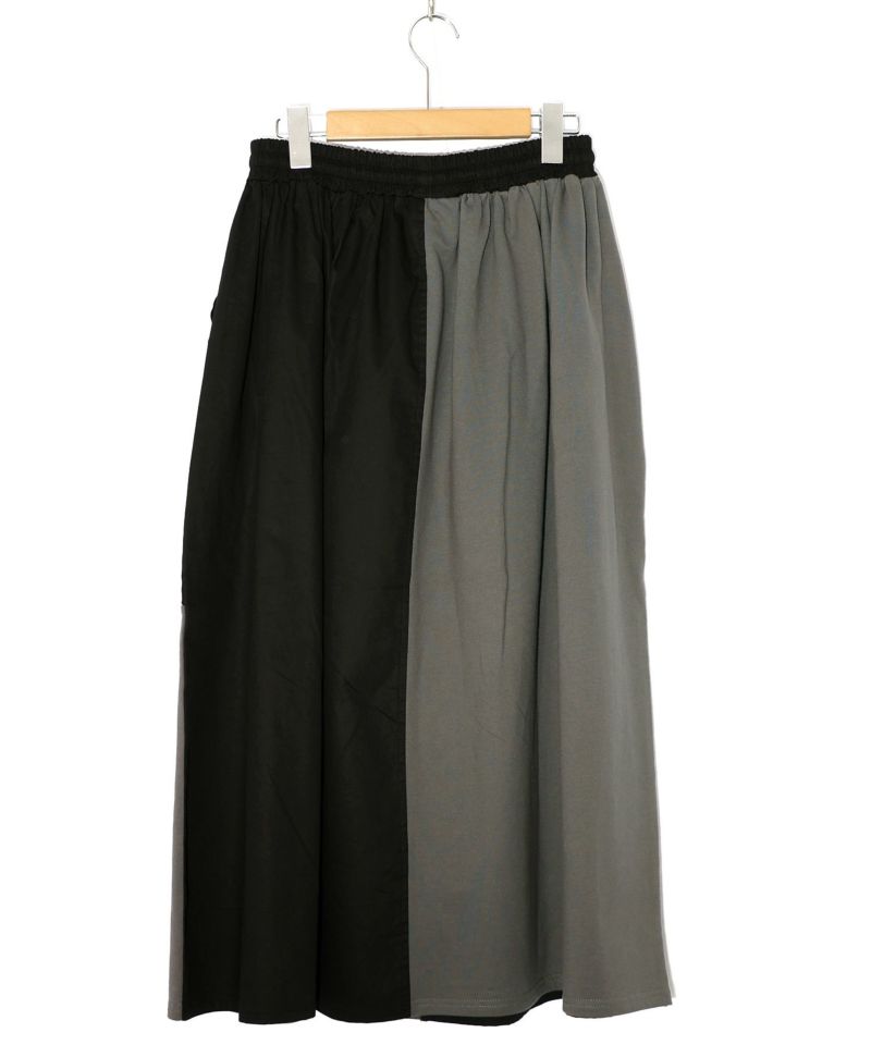 レトロ異素材バイカラーワークスカート-15