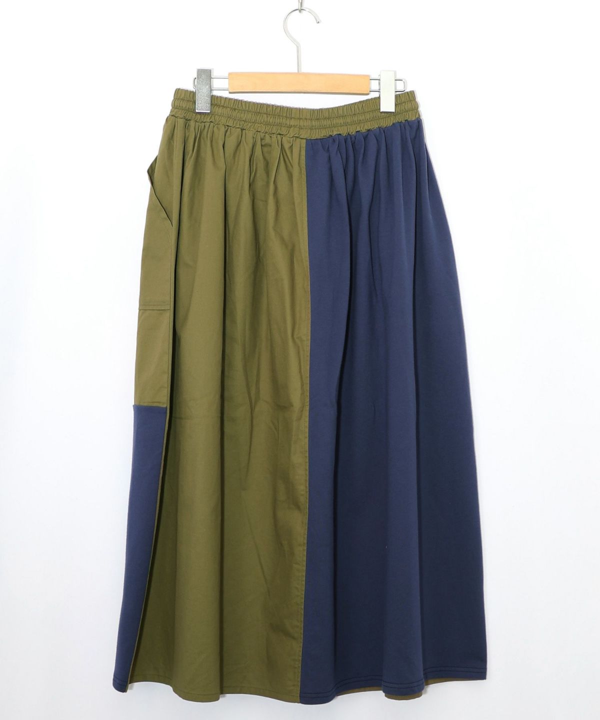 レトロ異素材バイカラーワークスカート-18