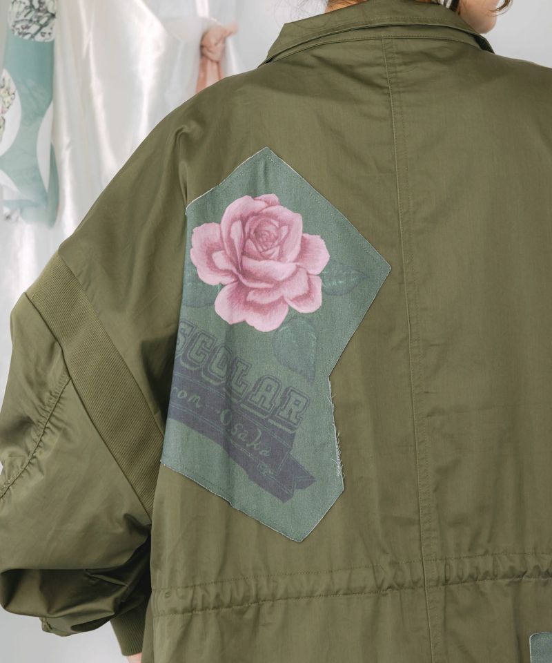 花のアップリケロングブルゾン-8