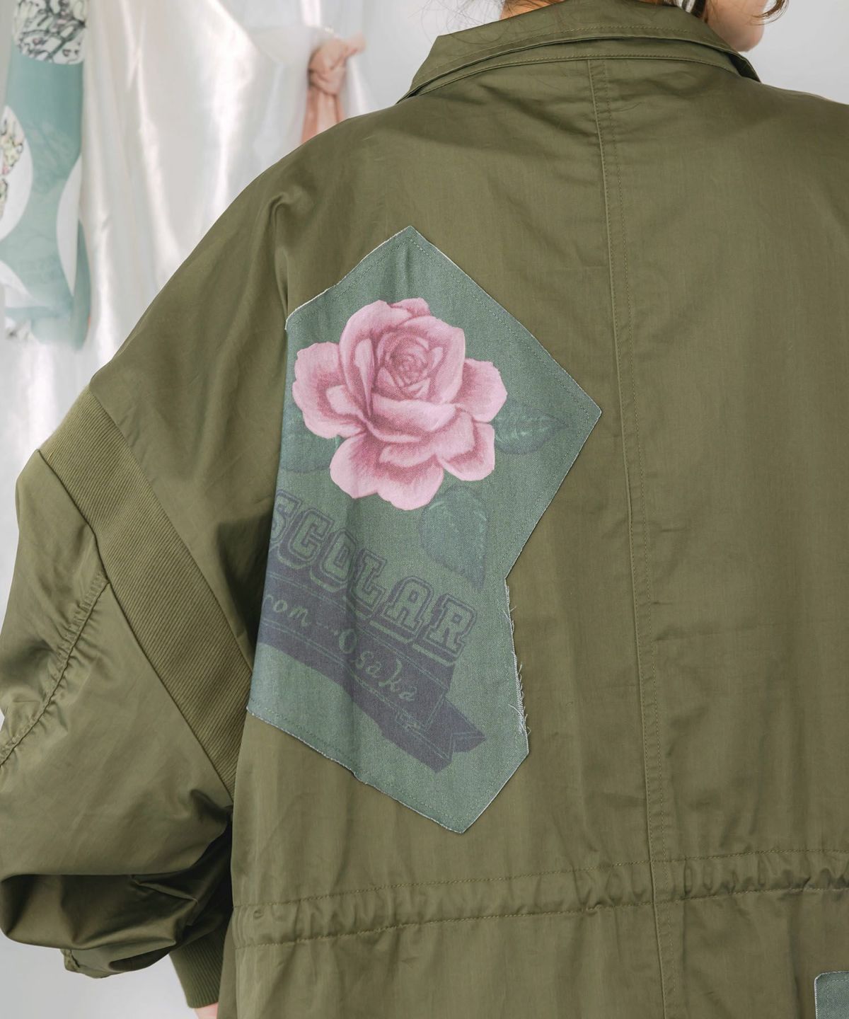 花のアップリケロングブルゾン-8