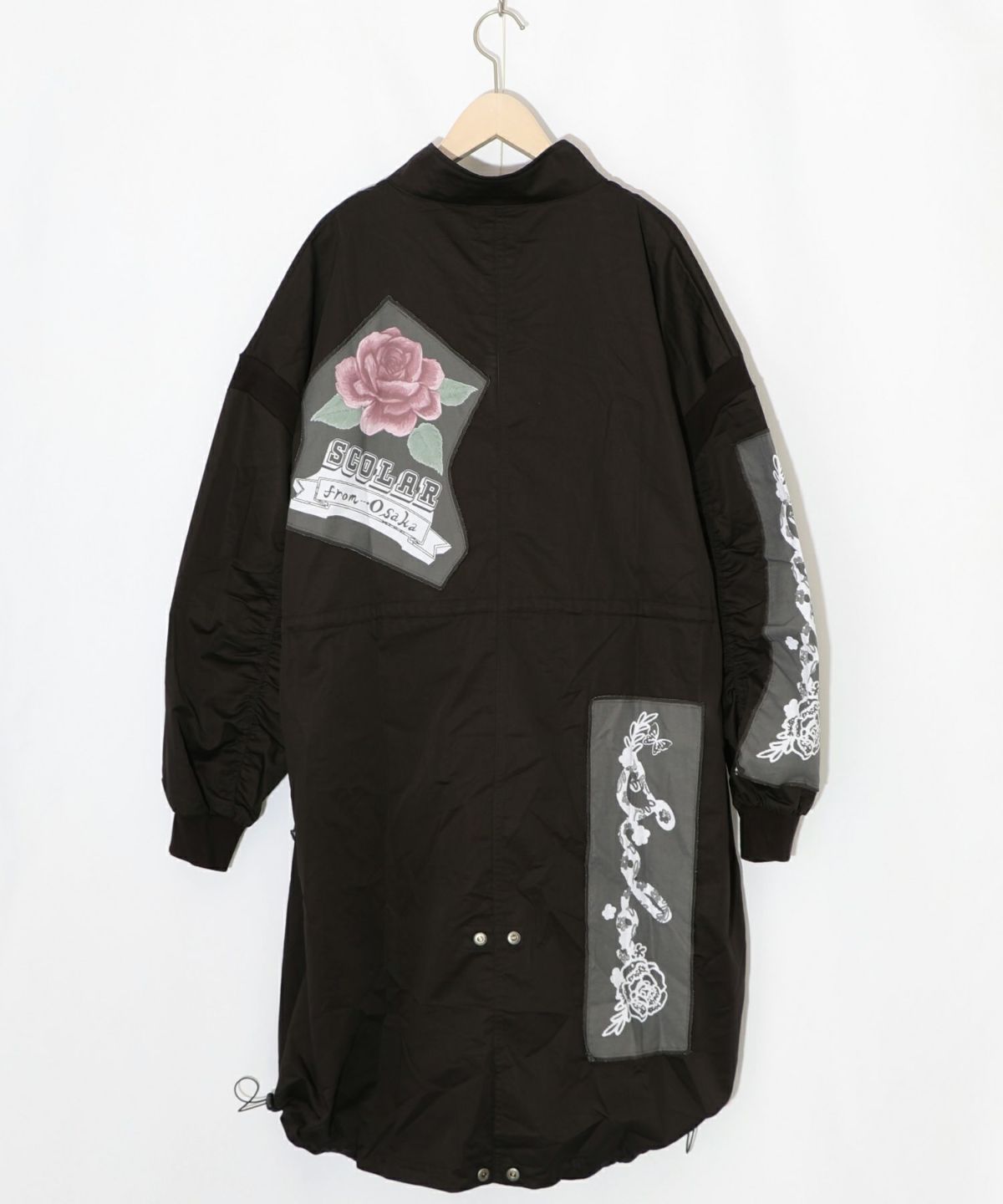 花のアップリケロングブルゾン-11