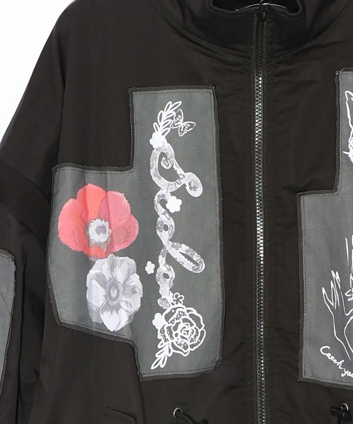 花のアップリケロングブルゾン-12